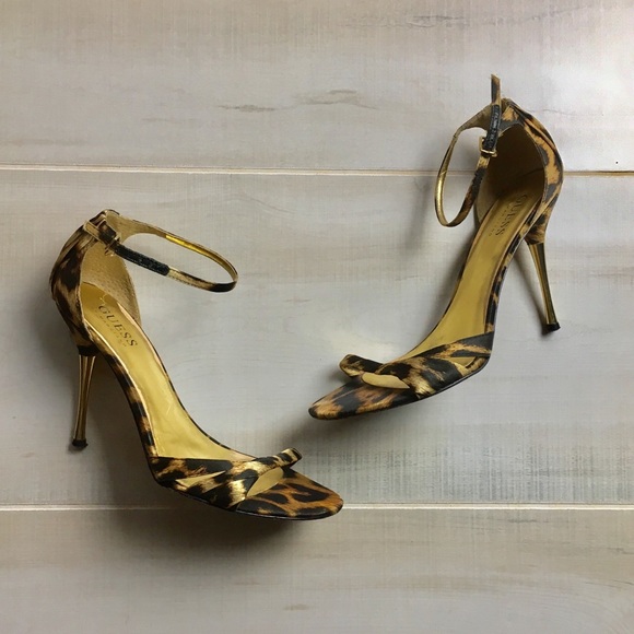 Guess by Marciano Shoes - Guess by Marciano Gold & Leopard Strappy Heels